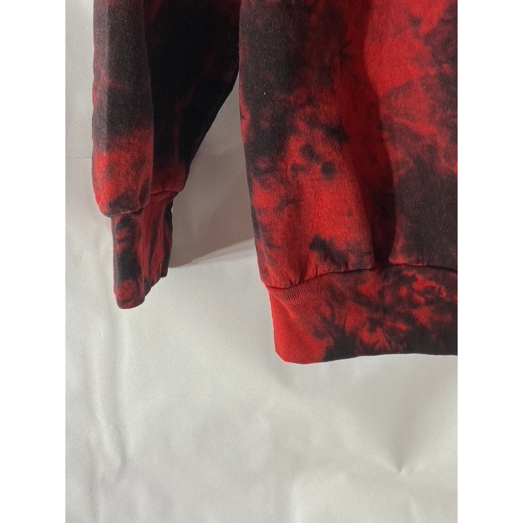 PORT & COMPANY Men's Red-Black Tie-Dye Stranger Things Graphic Hoodie SZ S