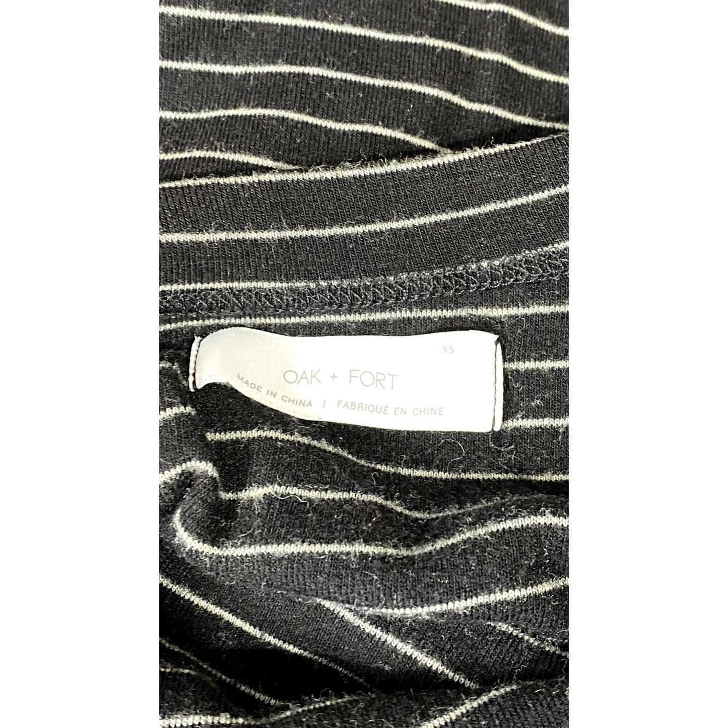 OAK + FORT Women's Black/White Striped Boatneck Long Sleeve Top SZ XS