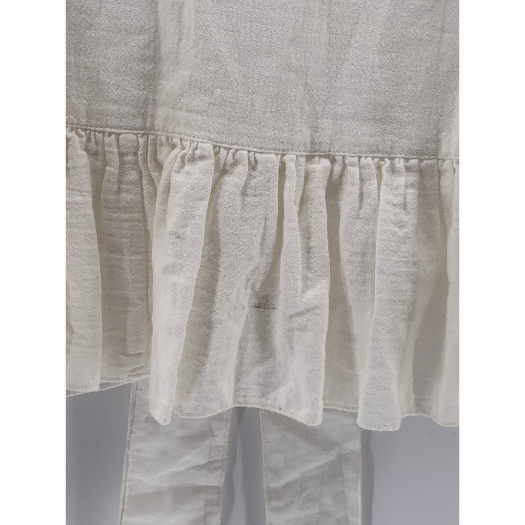 SEE BY CHLOE Women's White Cotton-Linen Ruffle-Trim Flowy Cape Style Top SZ XS