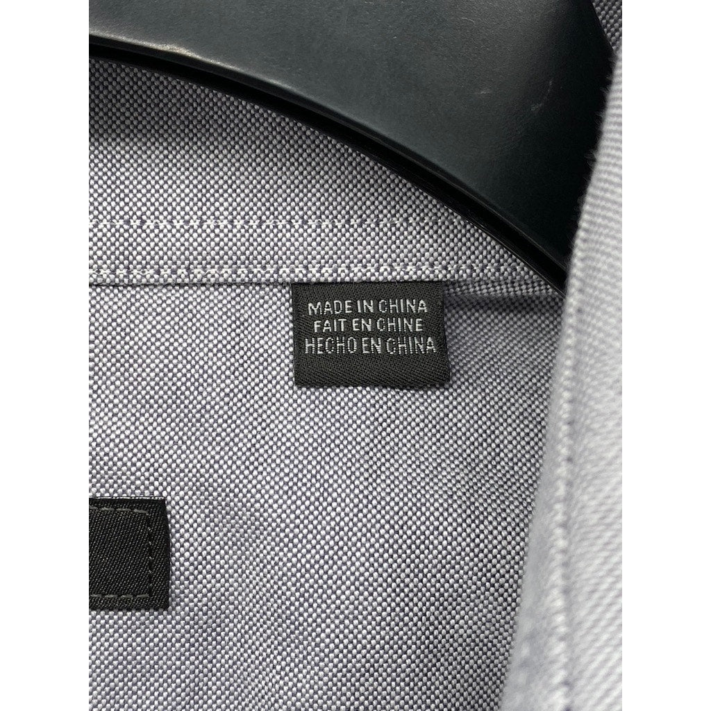 INDOCHINO Men’s Gray Button-Up Regular-Fit Long Sleeve Shirt SZ S