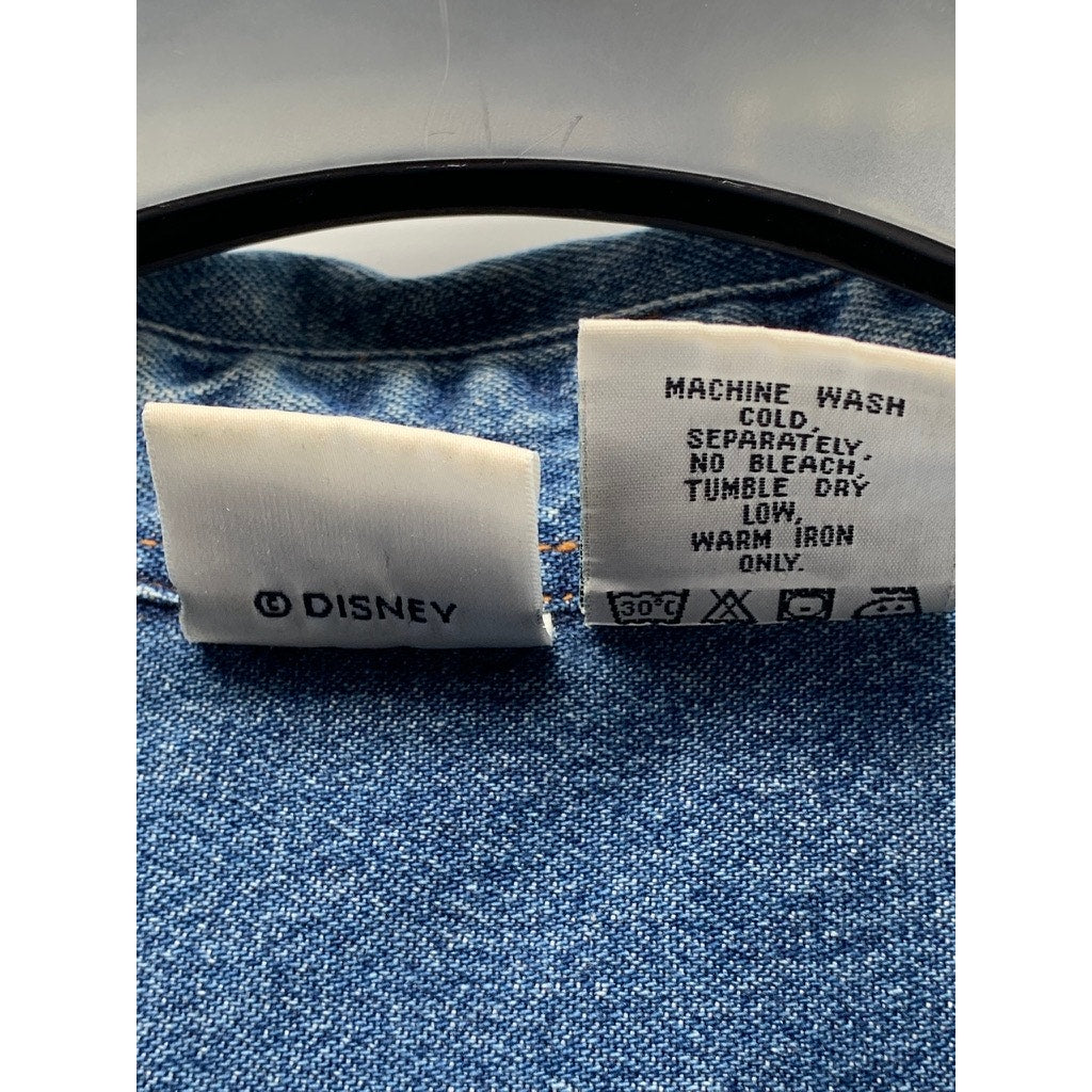DISNEY Women's Vintage Blue Denim Embroidered Pooh & Friends Shirt Jacket SZ L