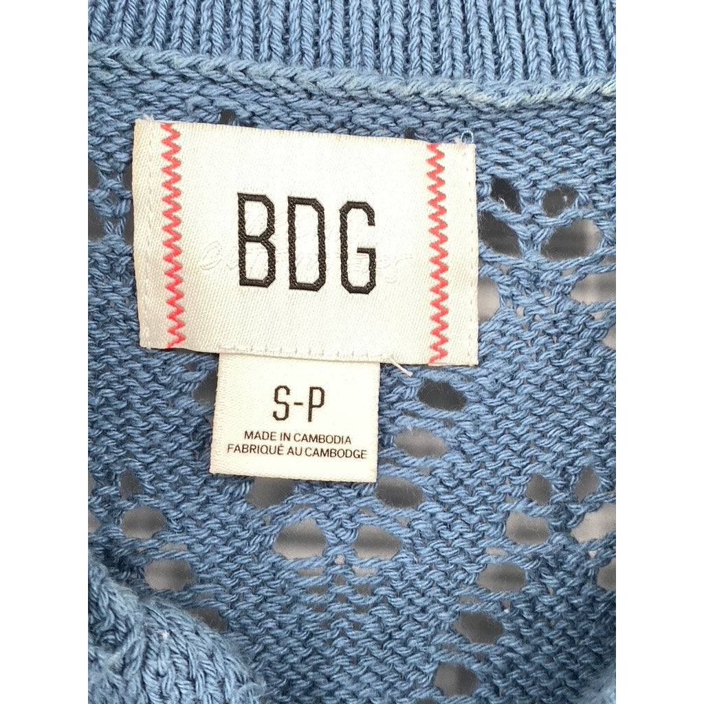 BDG Men's Blue Knit Define Polo Short Sleeve Button-Up Shirt SZ S