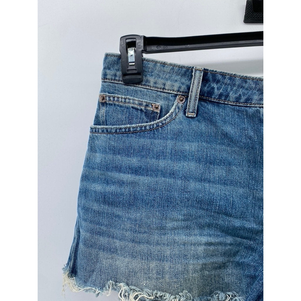 LUCKY BRAND Women's Light Blue Denim The Cut-Off Mid-Rise Shorts SZ 12/31