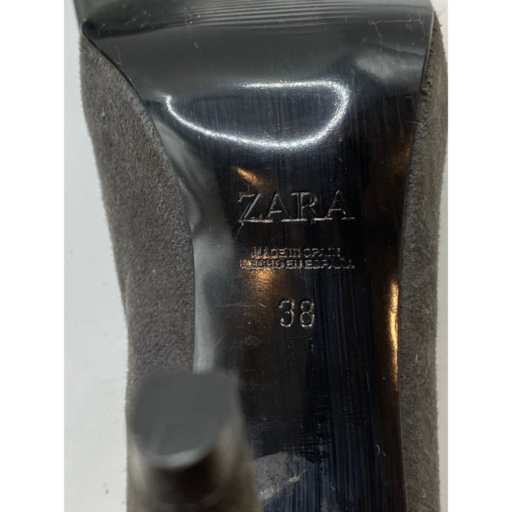 ZARA Women's Collection Black Peep-Toe Floral Faux Suede Pumps SZ 38(US8)