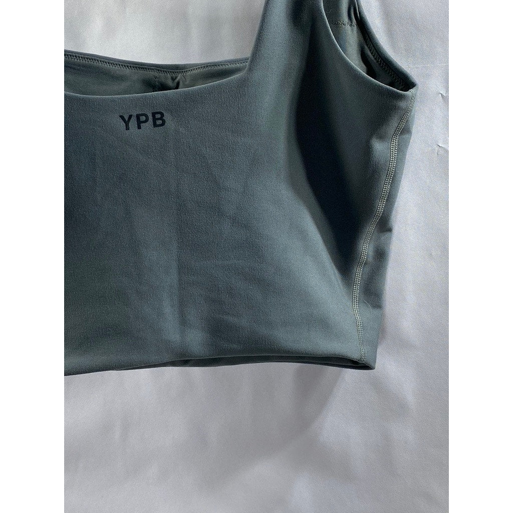 YPB Your Personal Best Women's Dark Gray Straight Neck Pullover Sports Bra SZ M