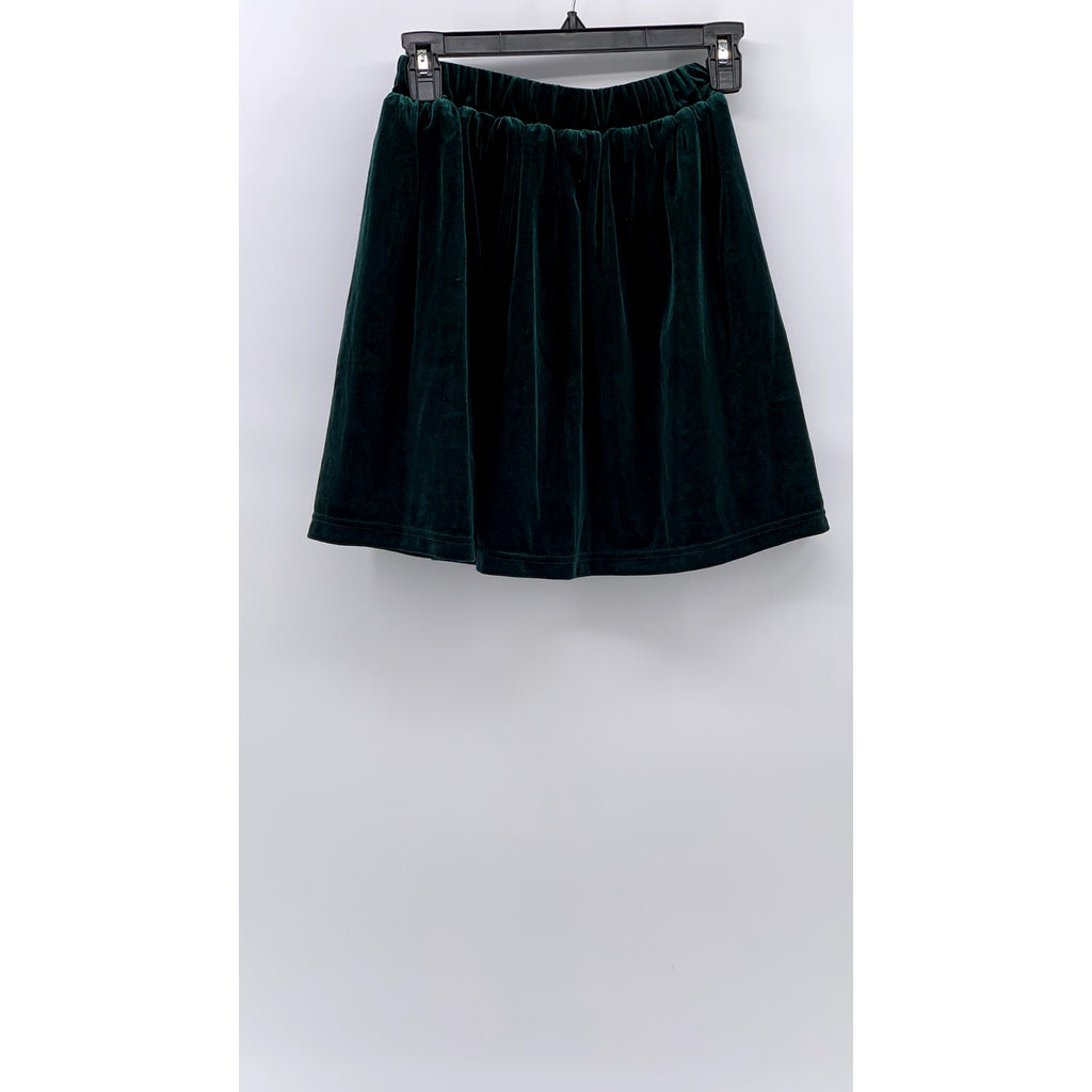UNBRANDED Women's Dark Green Velvet Pleated Mini Skirt SZ S