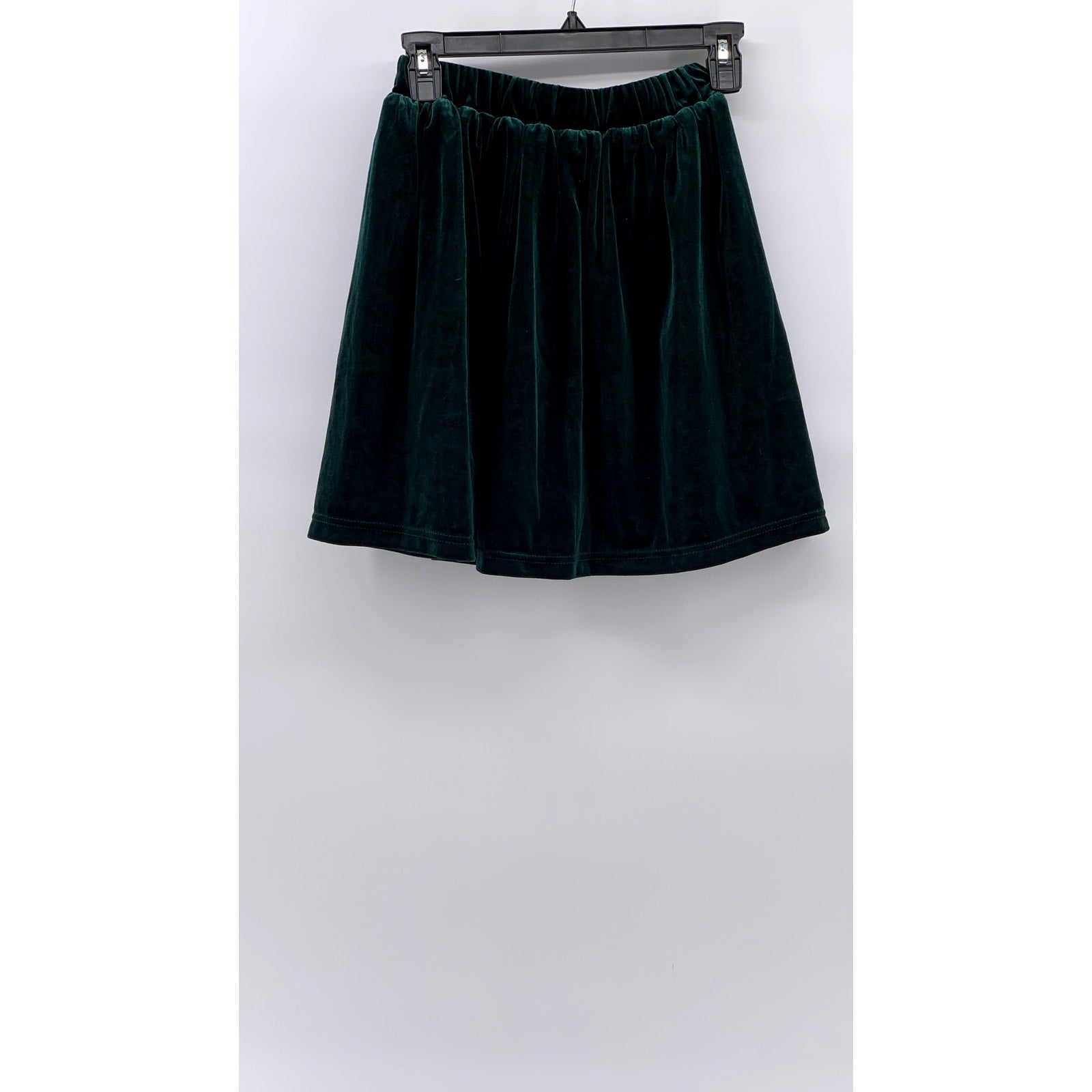 UNBRANDED Women's Dark Green Velvet Pleated Mini Skirt SZ S
