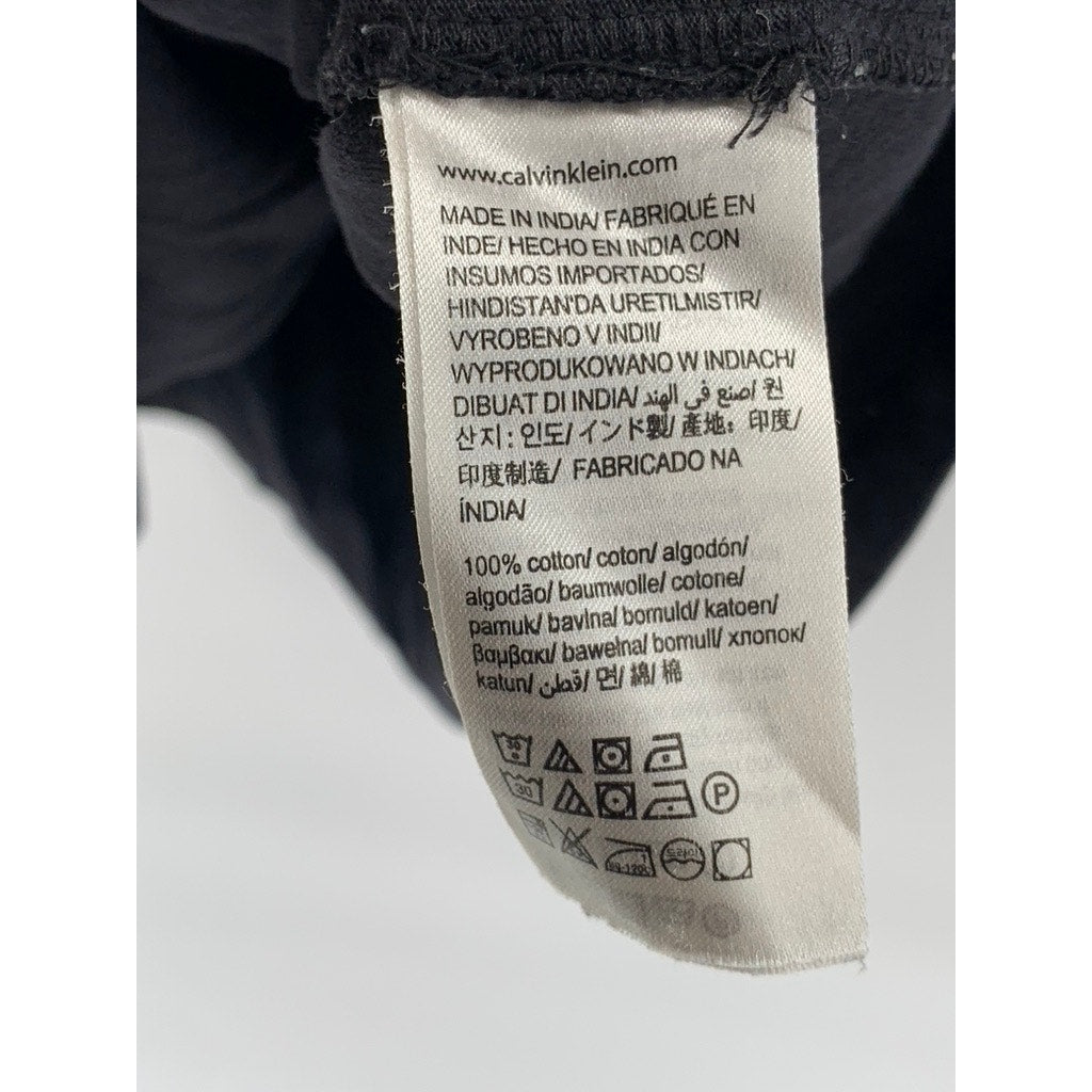 CALVIN KLEIN JEANS Men's Black Crewneck Shoulder Stripe Casual T-Shirt SZ L