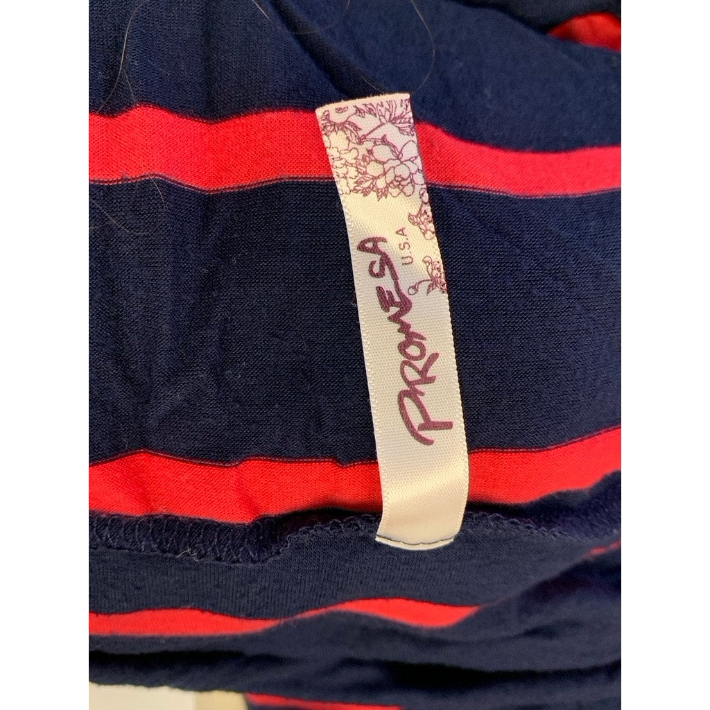 PROMESA Womens Red & Blue Striped Soft Relaxed Skirt SZ M