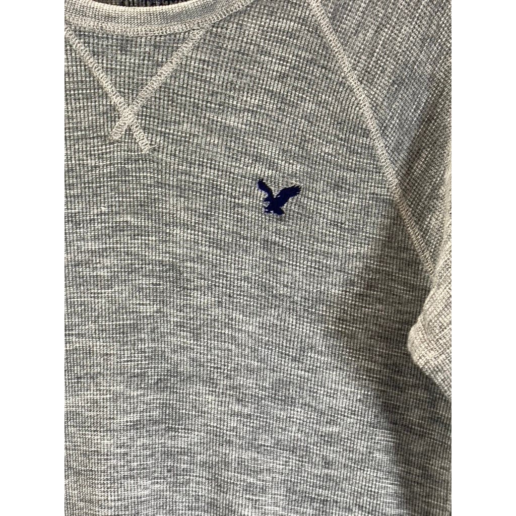 AMERICAN EAGLE Men's Heather Gray Crewneck Vintage Fit Waffle Knit T-Shirt SZ M