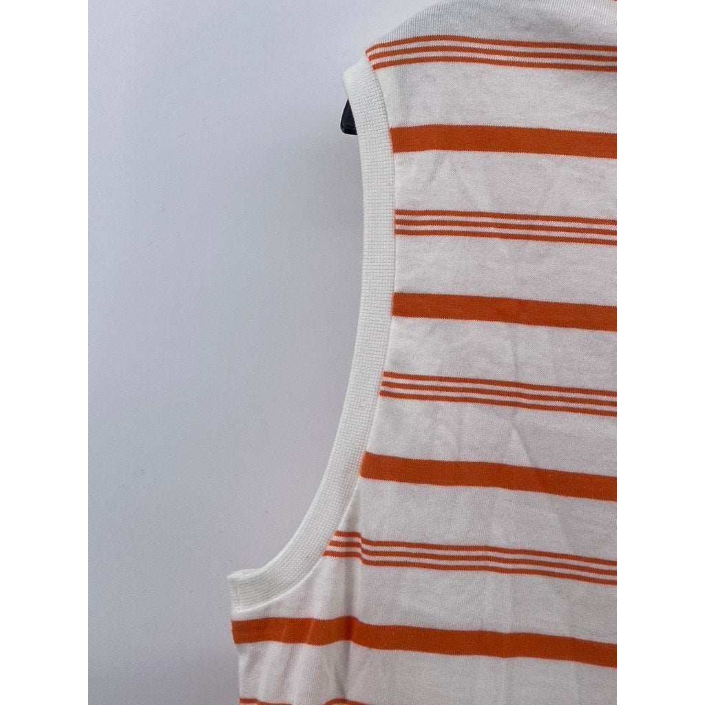 WOOD WOOD Women's White-Orange Crewneck Lydia Striped Sleeveless Top SZ XS