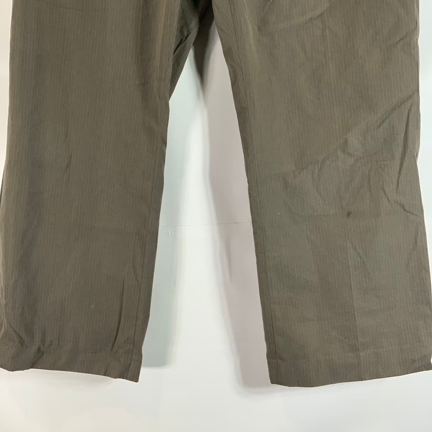 BANANA REPUBLIC Men's Brown Pinstripe Slim-Fit Non-Iron Flat Front Pant SZ 36X30