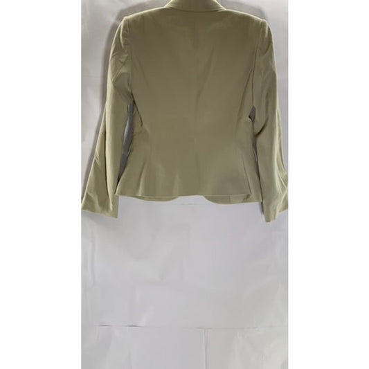 CALVIN KLEIN Women's Beige Solid Notch Collar Lined Two-Button Blazer SZ 2