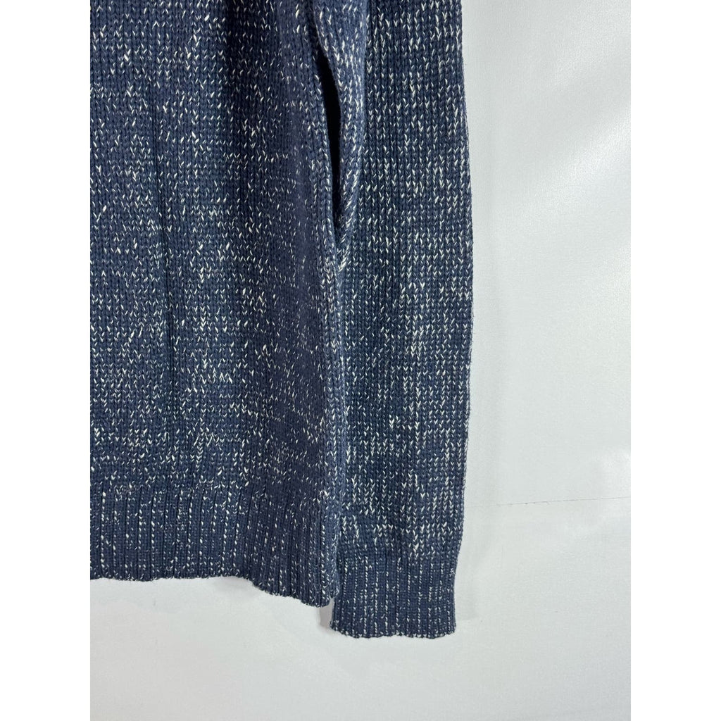 MICHAEL STARS Men's Navy/Gray Suede Yoke Crewneck Knit Pullover Sweater SZ L