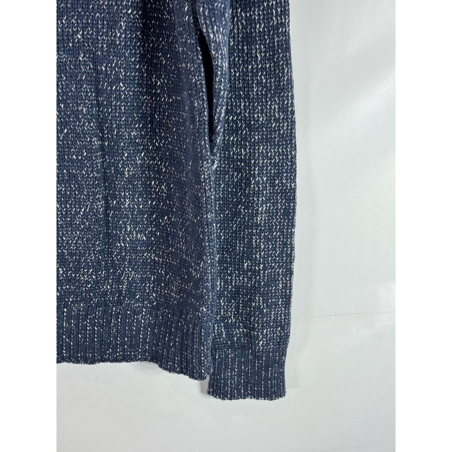 MICHAEL STARS Men's Navy/Gray Suede Yoke Crewneck Knit Pullover Sweater SZ L