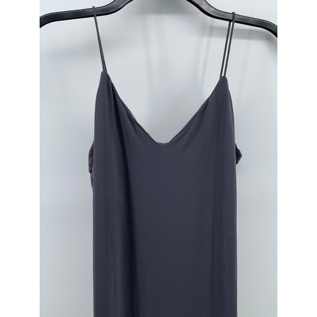 SHEIN Women's Dark Gray V-neck Spaghetti Strap Maxi Dress SZ 2