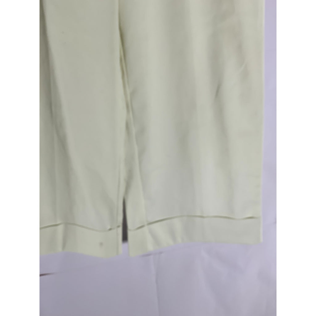 UNBRANDED Women's Cream Straight Cuffed Wide-Leg Pant SZ S