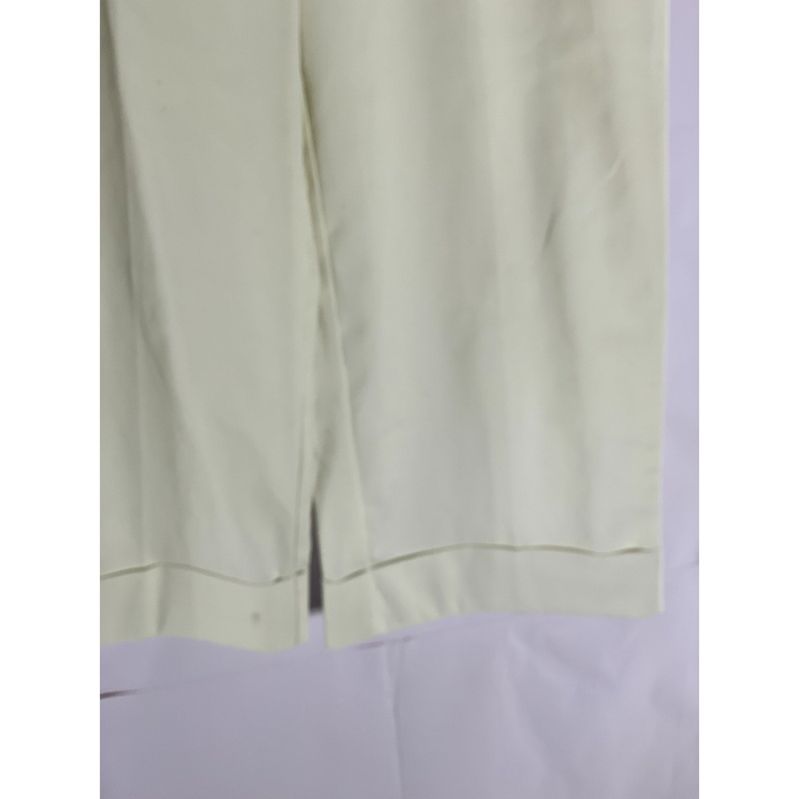 UNBRANDED Women's Cream Straight Cuffed Wide-Leg Pant SZ S