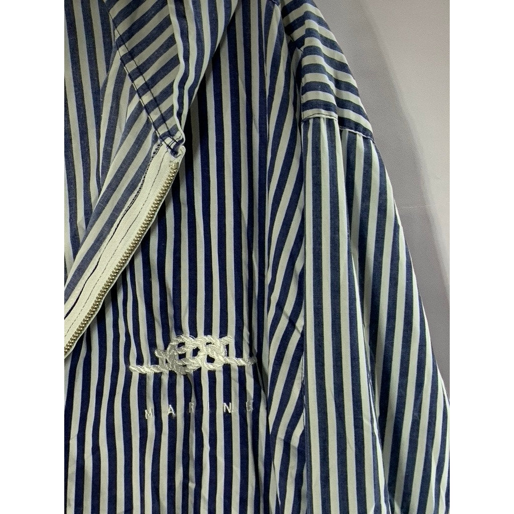 LIMON COMPANY Women's Navy/White Striped Zip-Up Marine Hooded Jacket SZ 2
