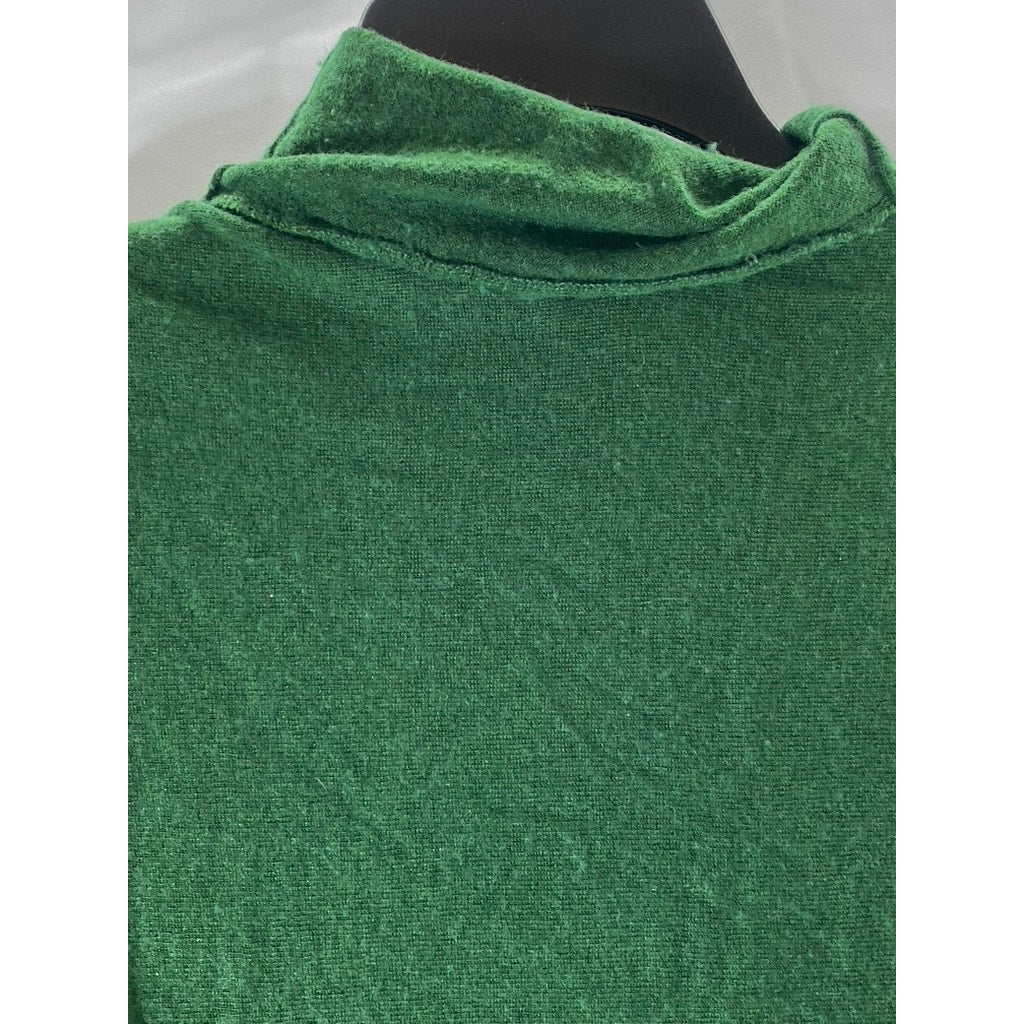 UNBRANDED Women’s Dark Green Tencell-Merino Wool Turtleneck Pullover Sweater SZM