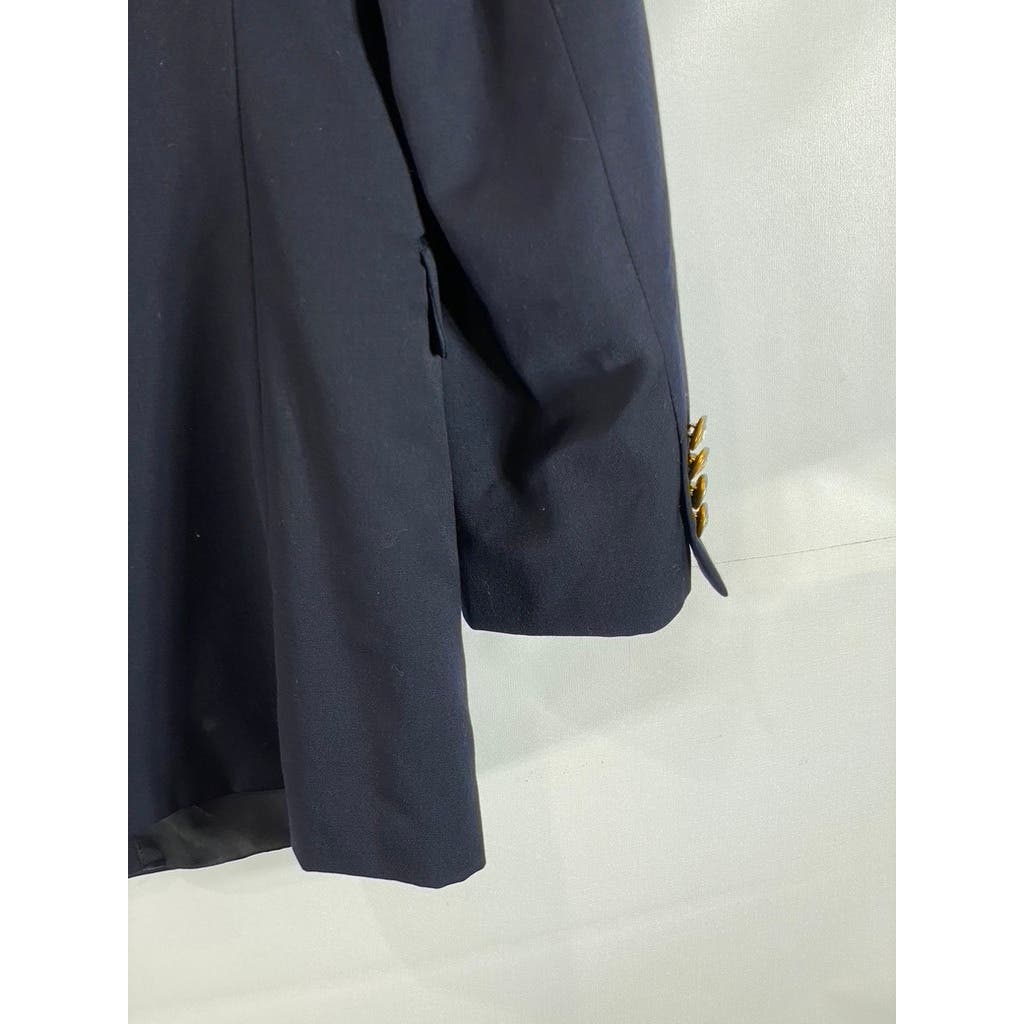 LAUREN RALPH LAUREN Men's Long Navy Classic-Fit Gold Two-Button Blazer SZ 42L