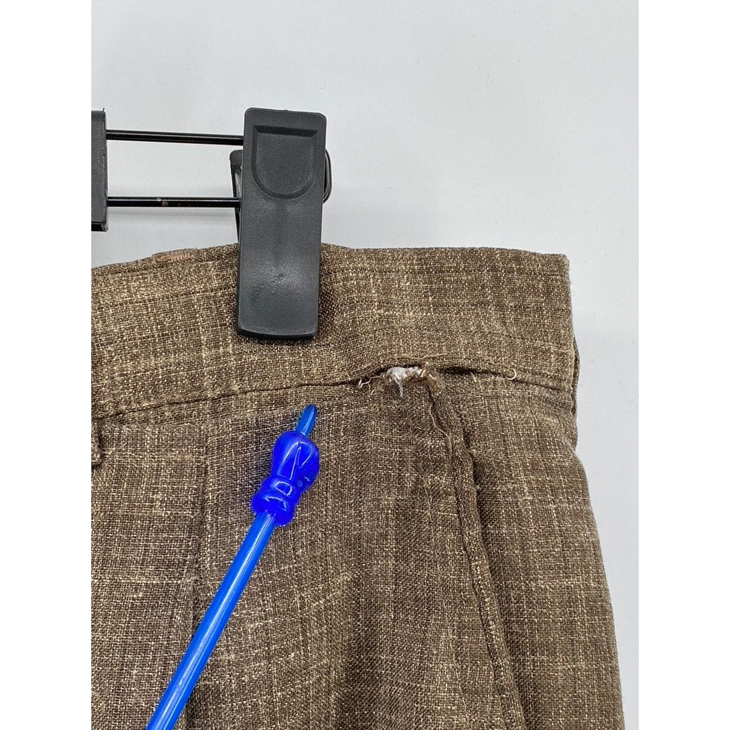 YSL YVES SAINT LAURENT Men's Brown Pleated Straight-Leg Pants SZ 44(US34)