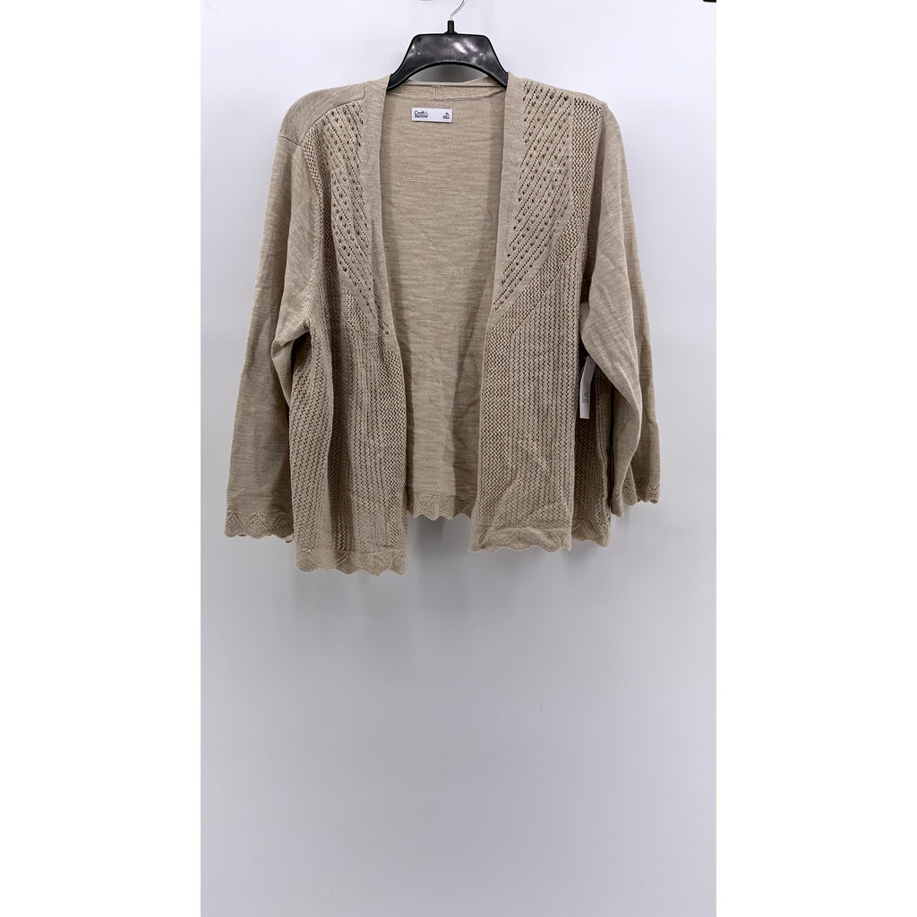 CROFT & BARROW Women's Beige Knit Open Front Cardigan SZ XL