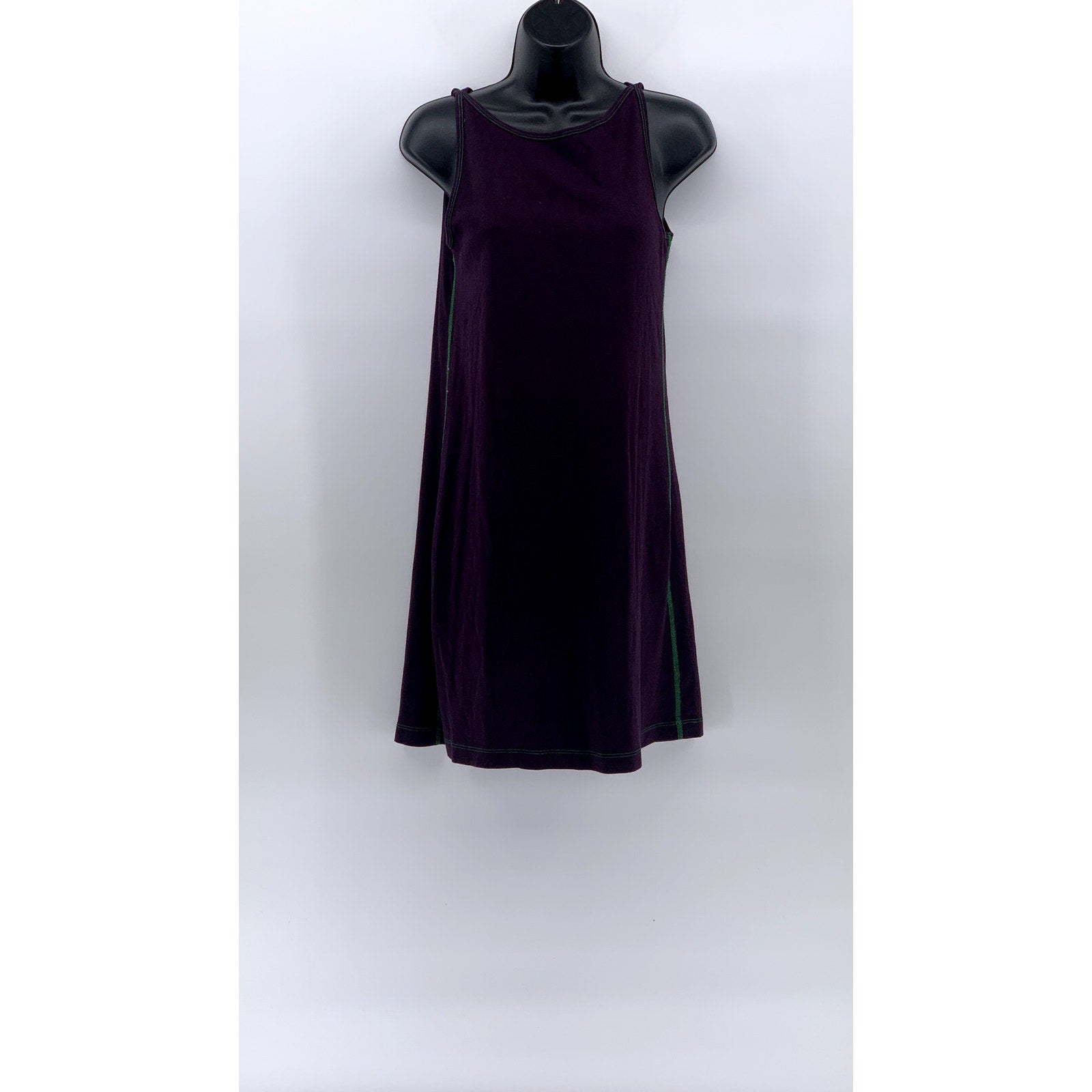 AJ ANDREA JOVINE Women's Purple-Green Scoop-Neck Knit A-Line Knee Dress SZ S