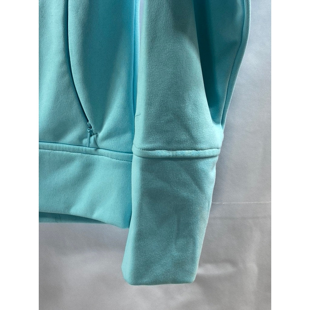 NIKE Women's Aqua Blue Anime Graphic Dri-Fit Mock-Collar Zip-Up Golf Sweater SZM