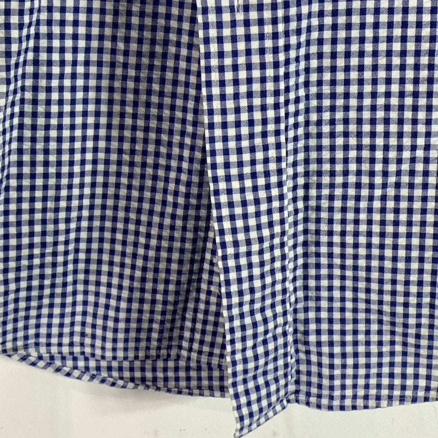 LANDS' END Men's Blue Gingham Regular-Fit Button-Up Shirt SZ S 14/14.5