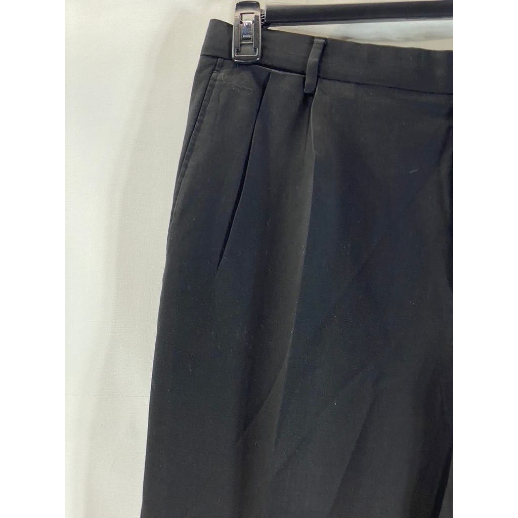 LANDS' END Men's True Black Traditional-Fit Pleated Wool Dress Pants SZ 36