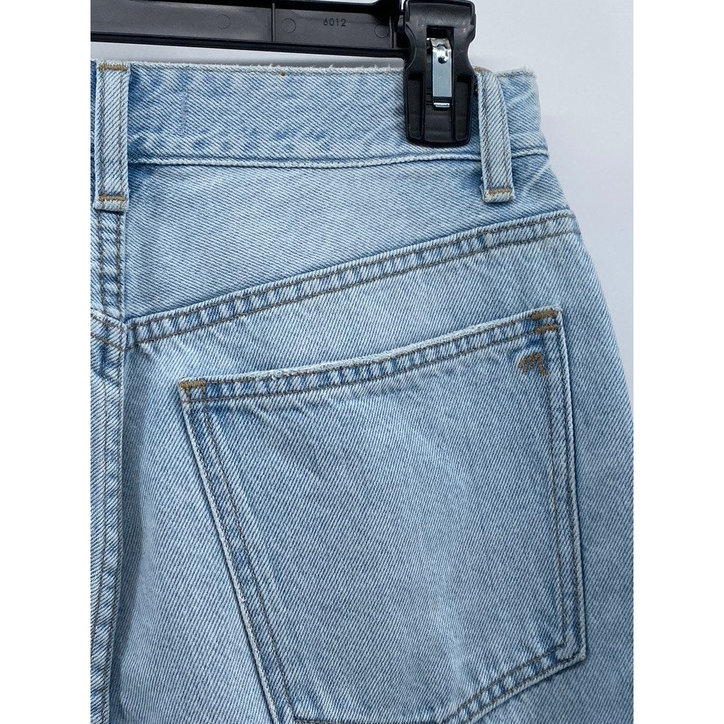 MADEWELL Women's Light Blue Denim Distressed 90's Straight Jeans SZ 26