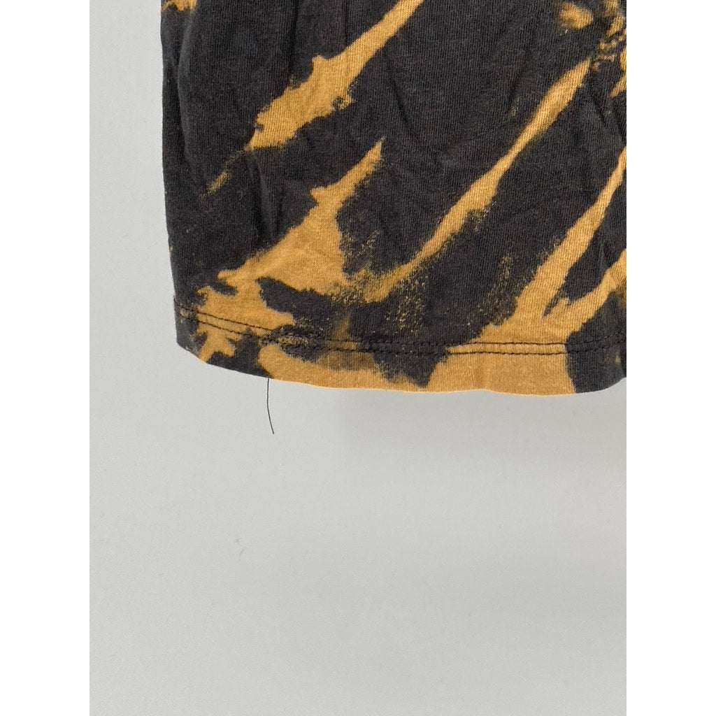 DOUBLE ZERO Women’s Black-Orange Tie-Dye Cluster Embroidered Floral Top SZ S