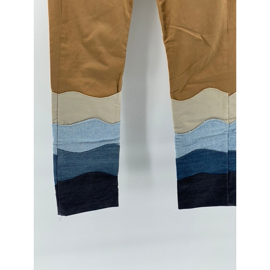 GEORGE Men's Tan-Multi Patchwork Hem Straight-Leg Athletic-Fit Pants SZ 30X32