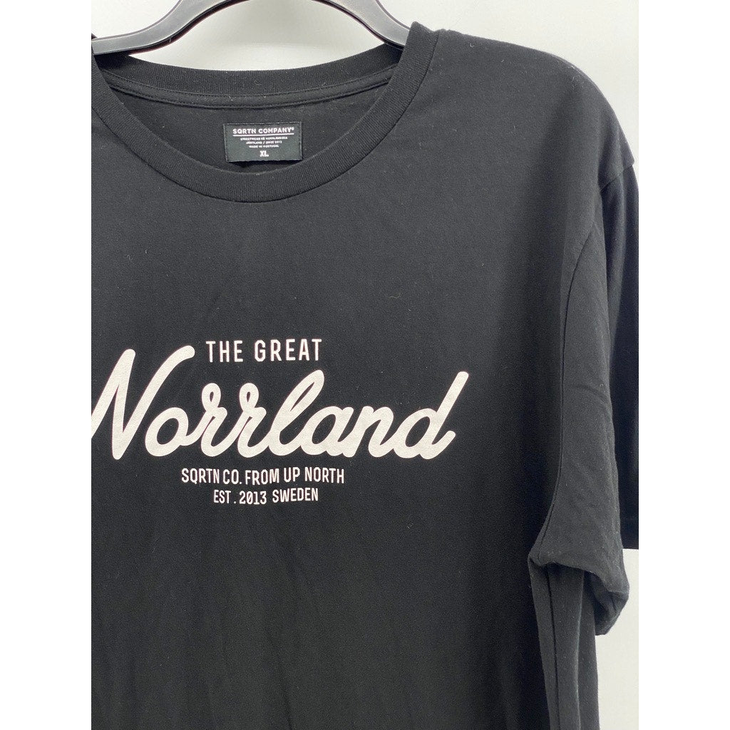 SQRTN COMPANY Unisex Black-White Crewneck Logo Short Sleeve T-Shirt SZ XL