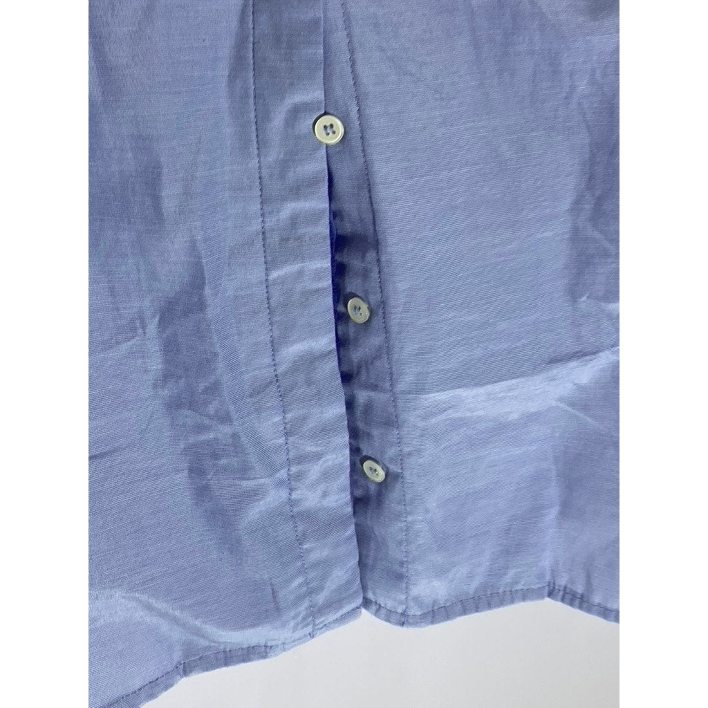 STELEN Women's Light Blue V-Neck Button-Up Balloon Tie Sleeve Top SZ S