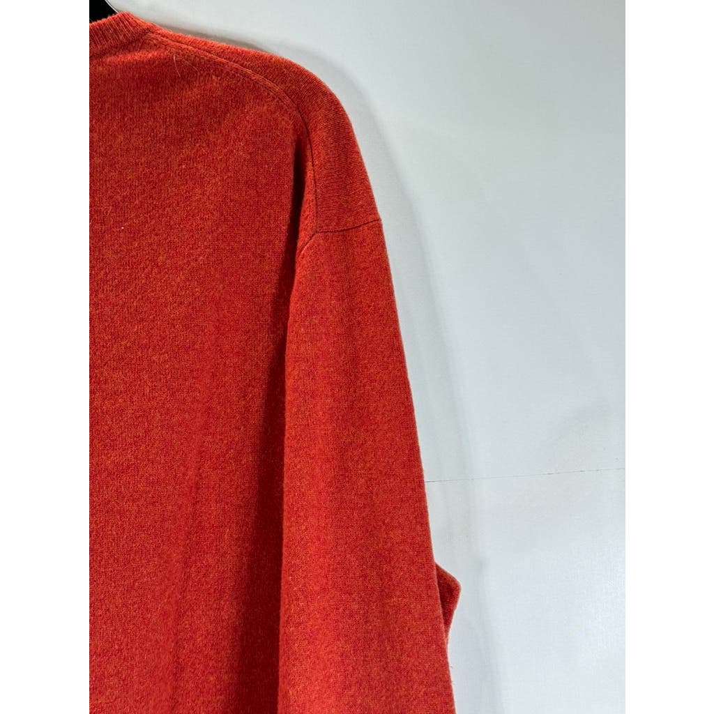 NEIMAN MARCUS Men's Orange Cloud Cashmere V-Neck Pullover Sweater SZ 2XL