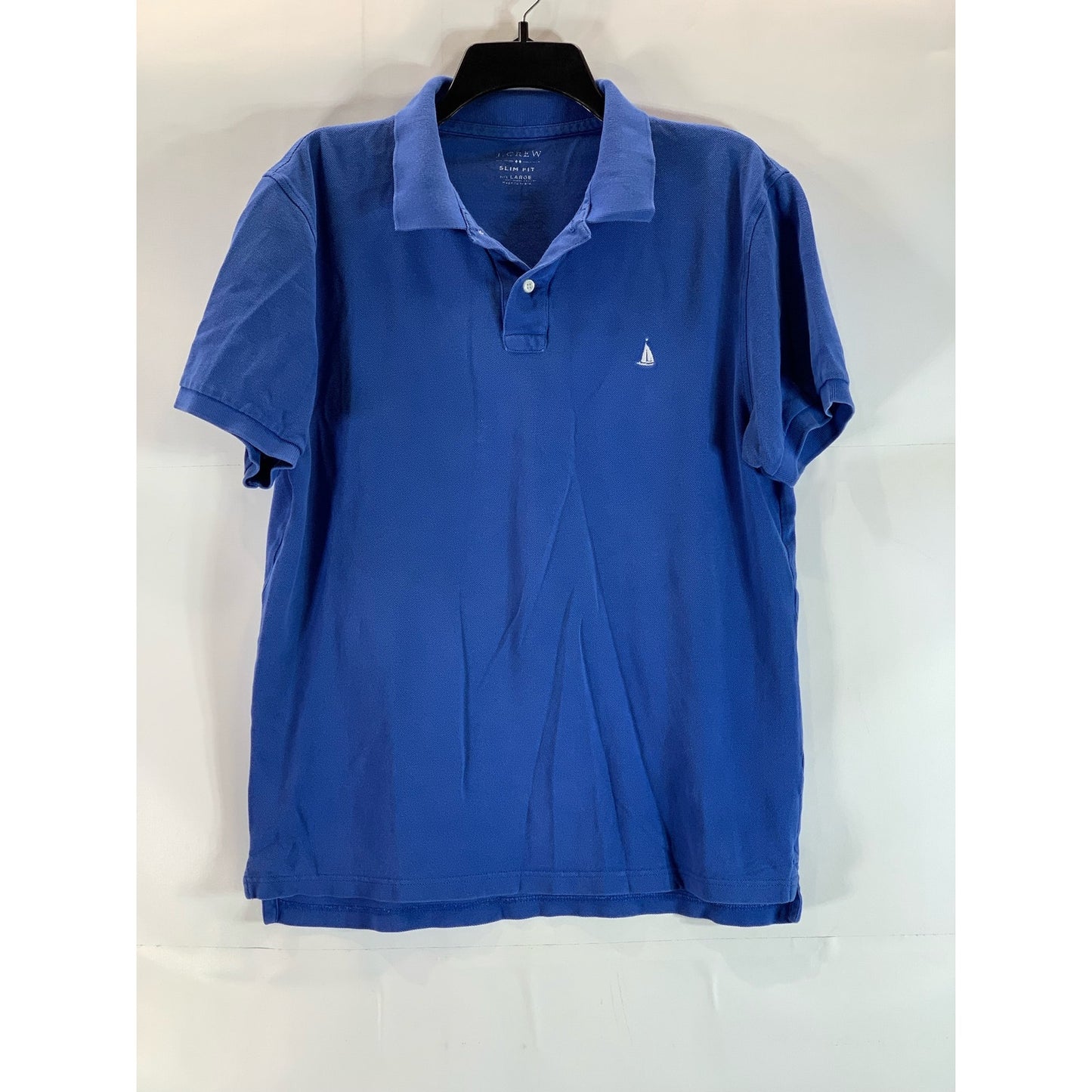 J. CREW Men's Blue Textured Slim-Fit Short Sleeve Polo Shirt SZ L