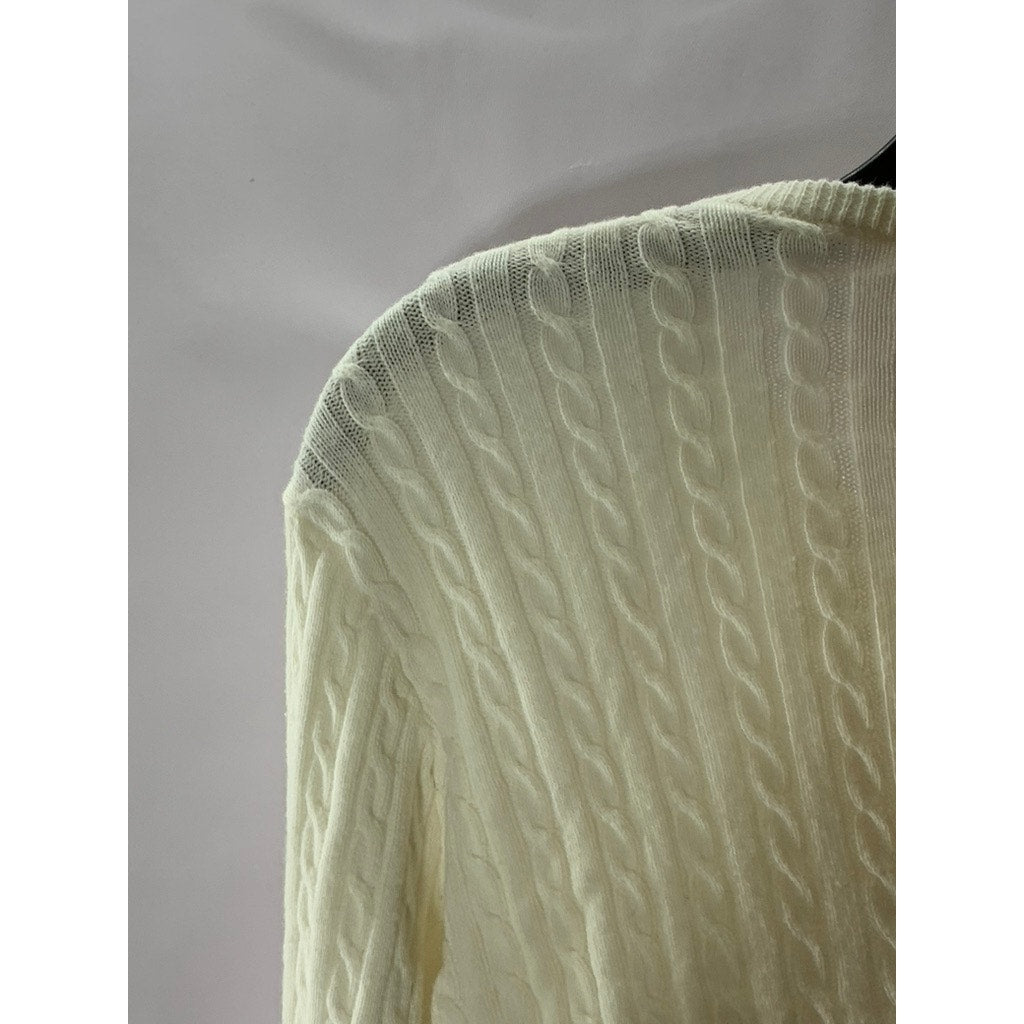 BRANDY MELVILLE Women's Cream Zoe Cable Knit Button-Up Cardigan SZ S/M