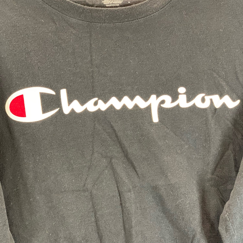 CHAMPION Authentic Athleticwear Men's Black Script Logo Crewneck Sweatshirt SZ M