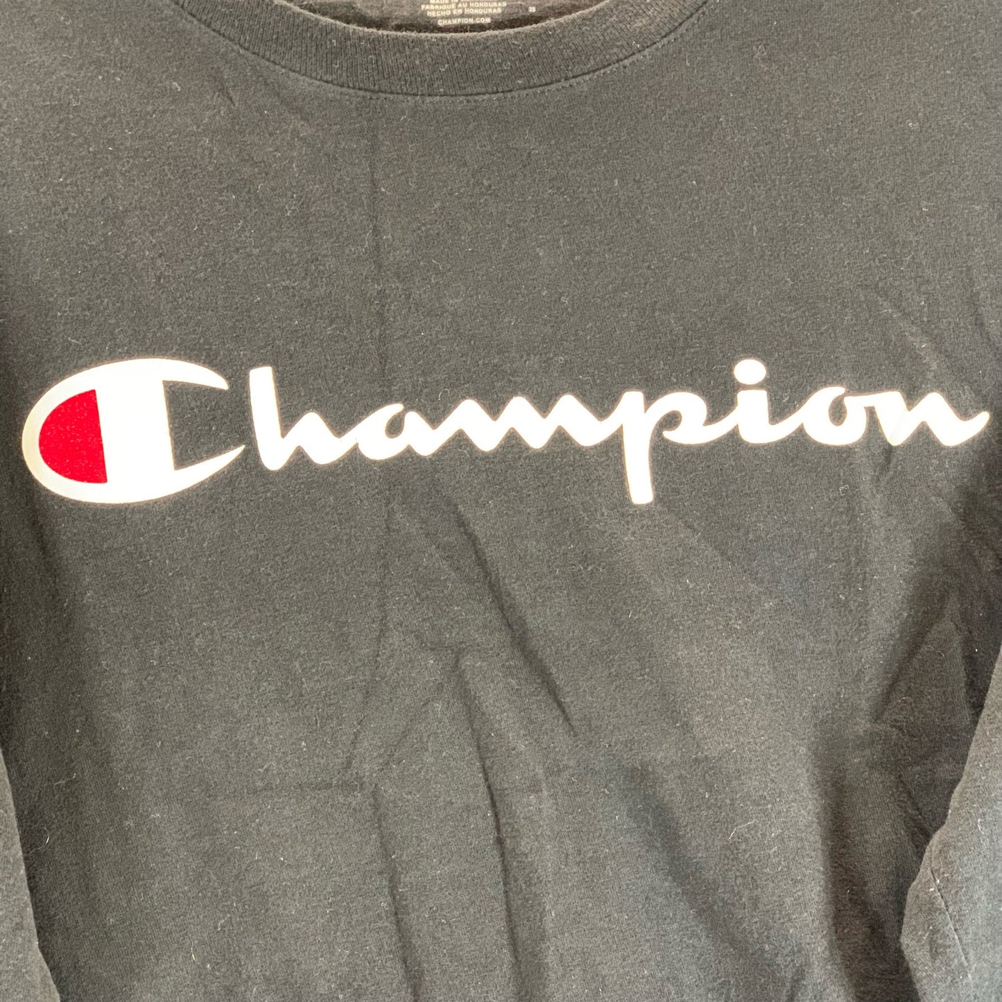CHAMPION Authentic Athleticwear Men's Black Script Logo Crewneck Sweatshirt SZ M