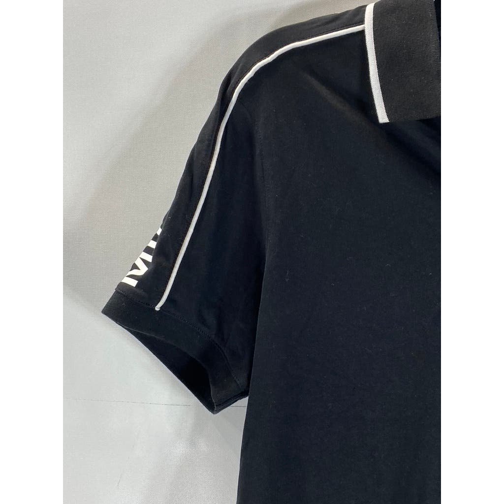 MICHAEL KORS Men's Black/White Cotton MK Logo Short Sleeve Polo Shirt SZ S