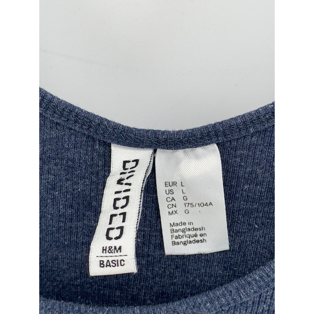 DIVIDED By H&M Women's Navy Ribbed Scoop-Neck Bodycon Midi Dress SZ L