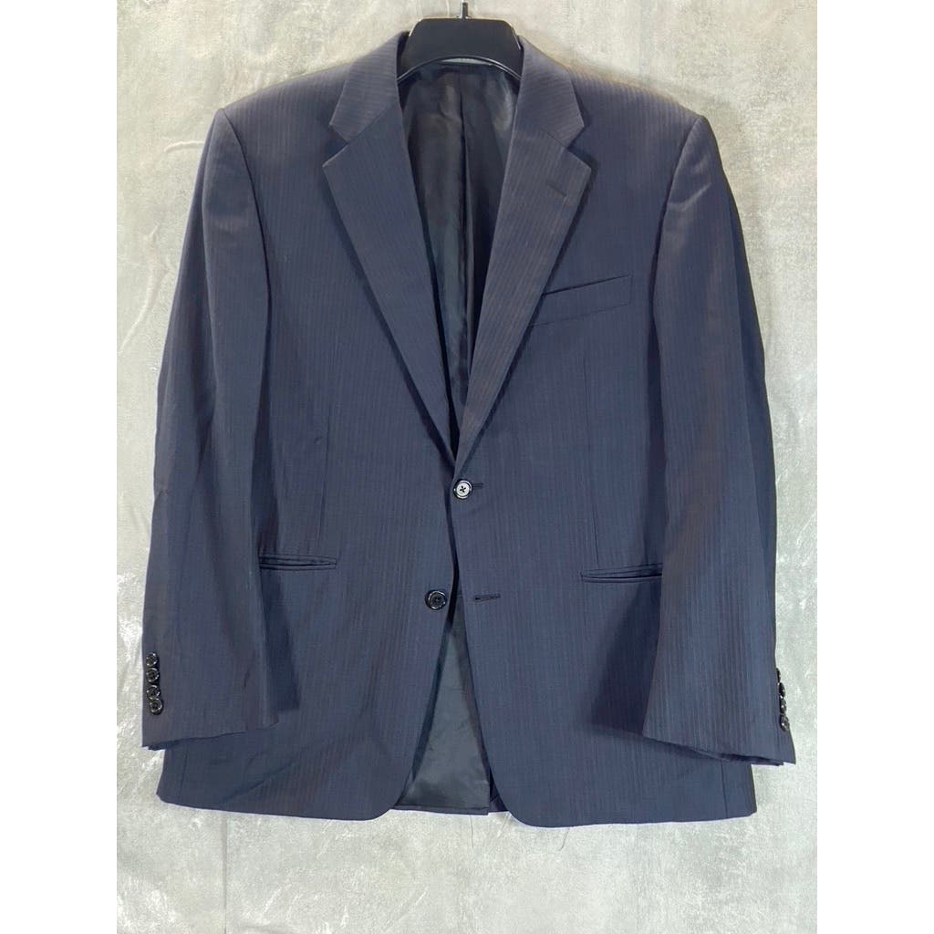 HICKEY FREEMAN Men's Navy Short Striped Two-Button Worsted Wool Suit Jacket SZ40