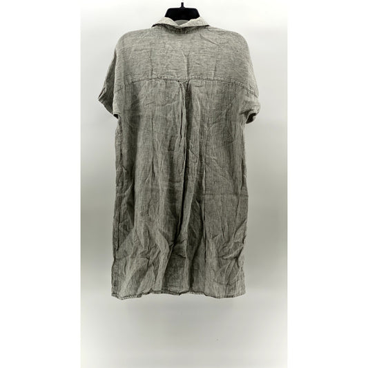 EILEEN FISHER Women's Gray Button-Up Short Sleeve Knee Length Shirt Dress SZ S