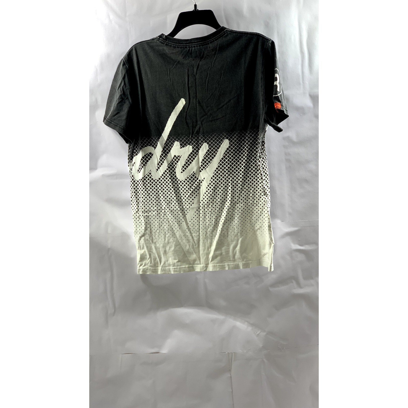 SUPERDRY VINTAGE Men's Black-White Crewneck Logo Ombre Short Sleeve T-Shirt SZ L