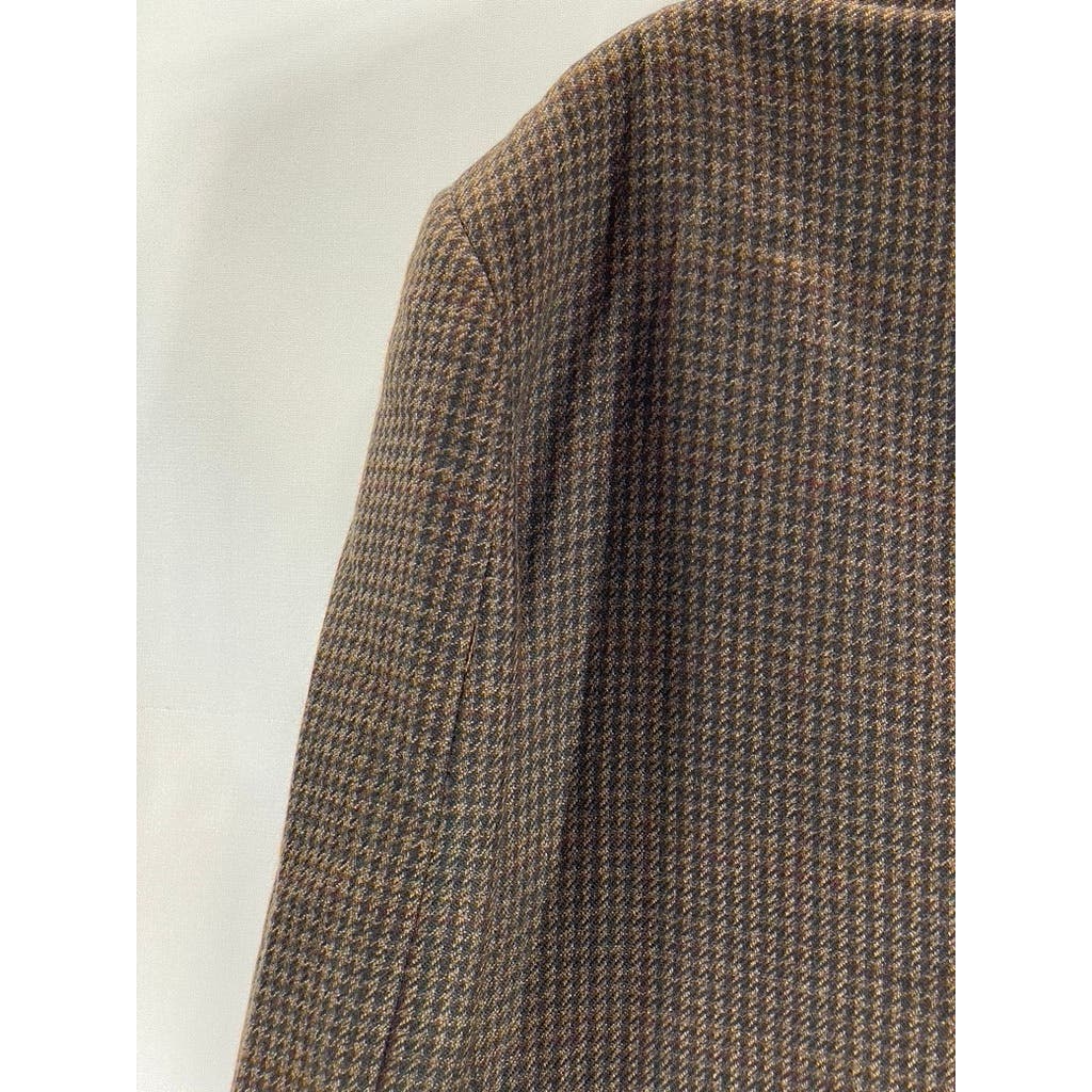 OSCAR DE LA RENTA Men's Brown Vintage Printed Two-Button Wool Blazer SZ 46L