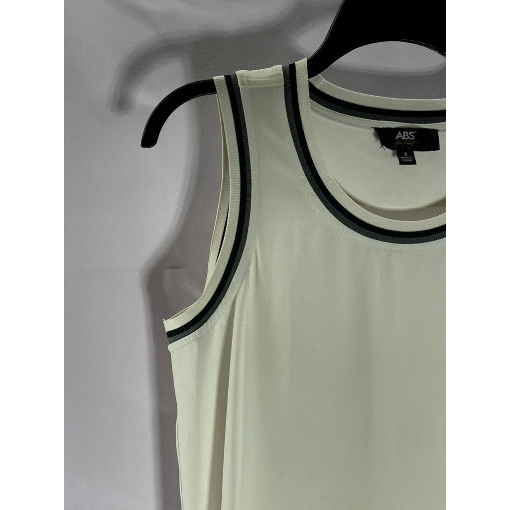 ABS By Allen Schwartz Women’s White/Black Crewneck Casual Tank Dress SZ S
