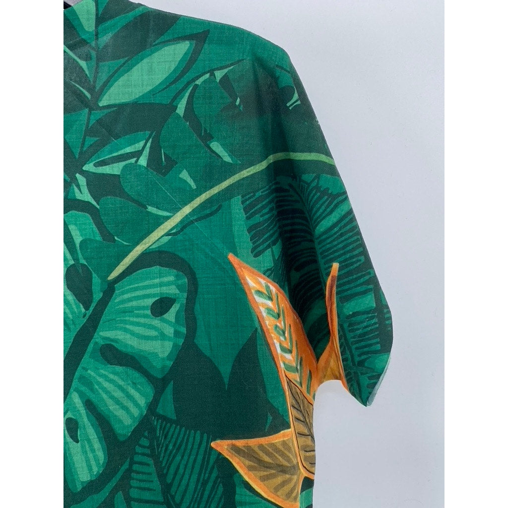 PIERIM Women's Green Sequin-Embellished Macaw Crewneck Short Sleeve Top SZ L