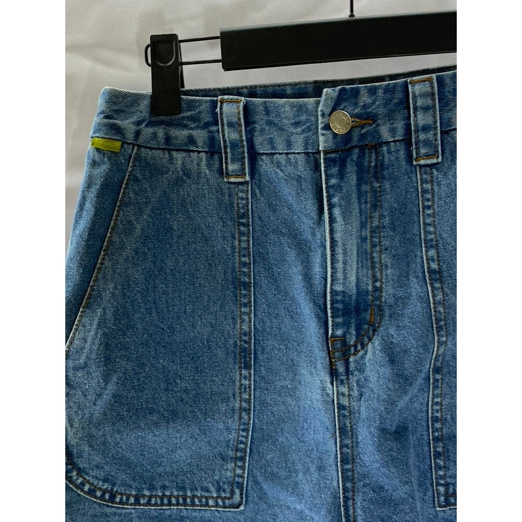 FRNCH Women's Blue Denim Tiffany Round-Hem Large Pocket Shorts SZ XS